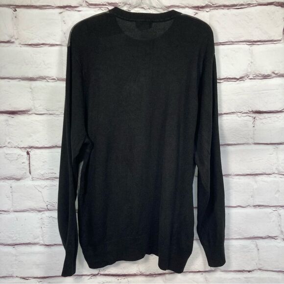 Dockers Argyle Pattern Black and Gray Sweater XXL Long Sleeve Luxuriously Soft - Picture 2 of 6